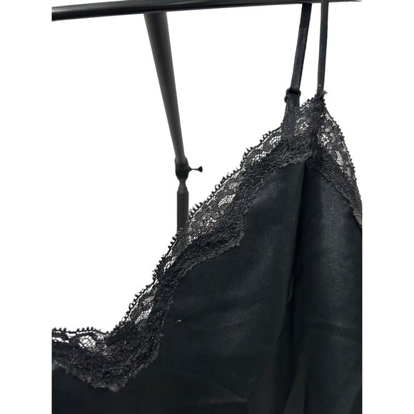 Victoria's Secret Black Lace Trim Satin Cami With Spaghetti Straps Size S - Picture 4 of 8